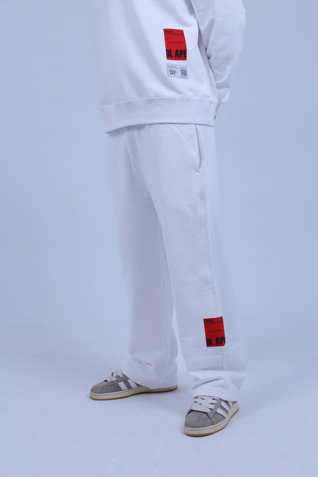 White Wide-Leg Sweat Pants
