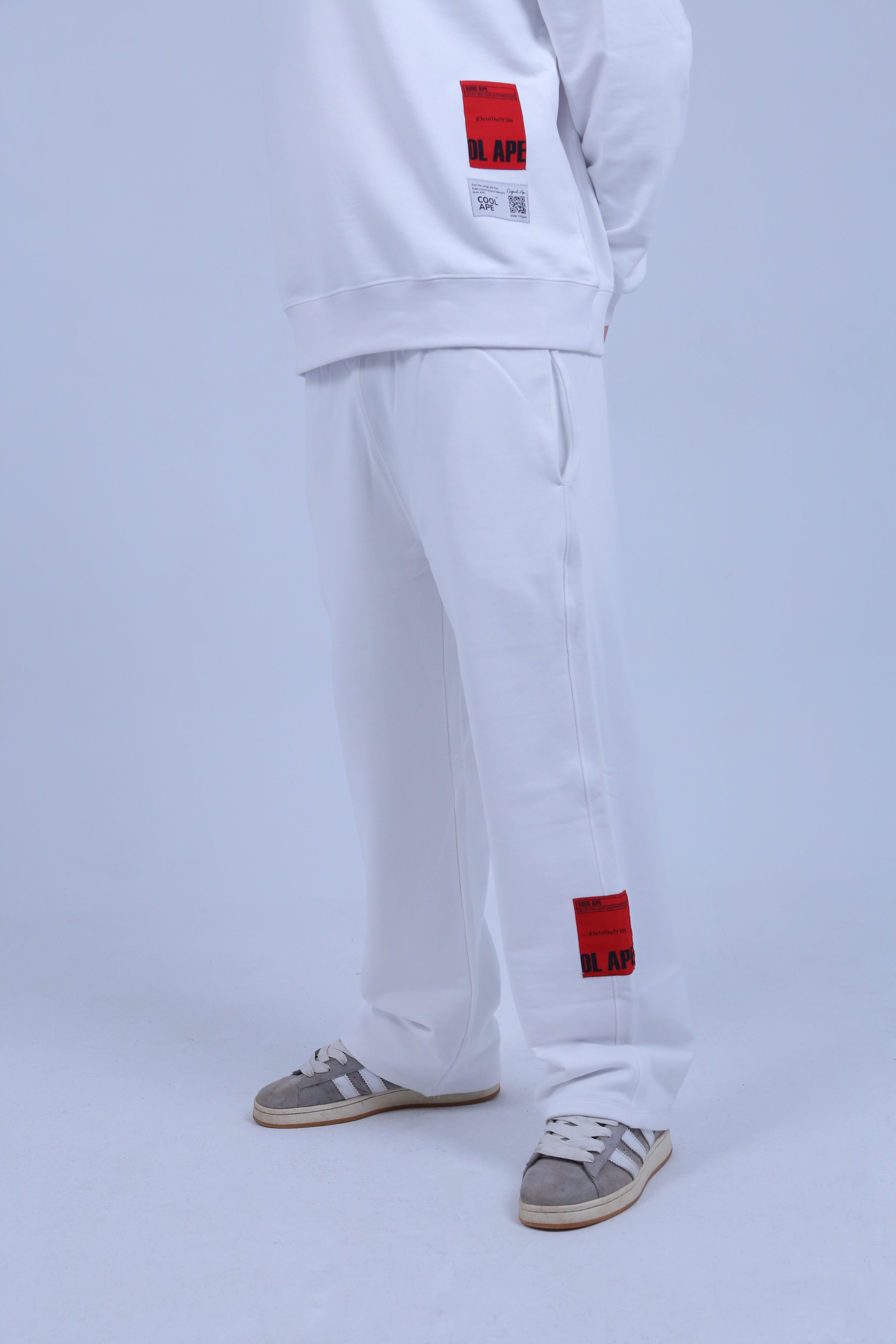 White Wide-Leg Sweat Pants