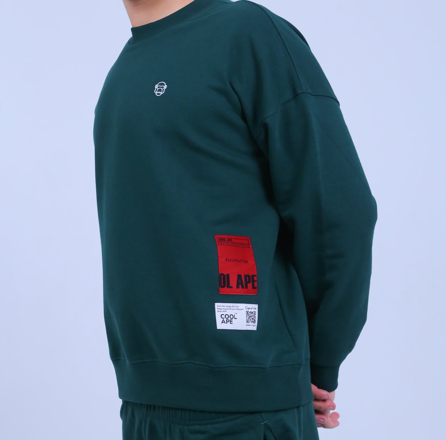 Crew Neck & Wide-Leg Sweat Pants Set | Green