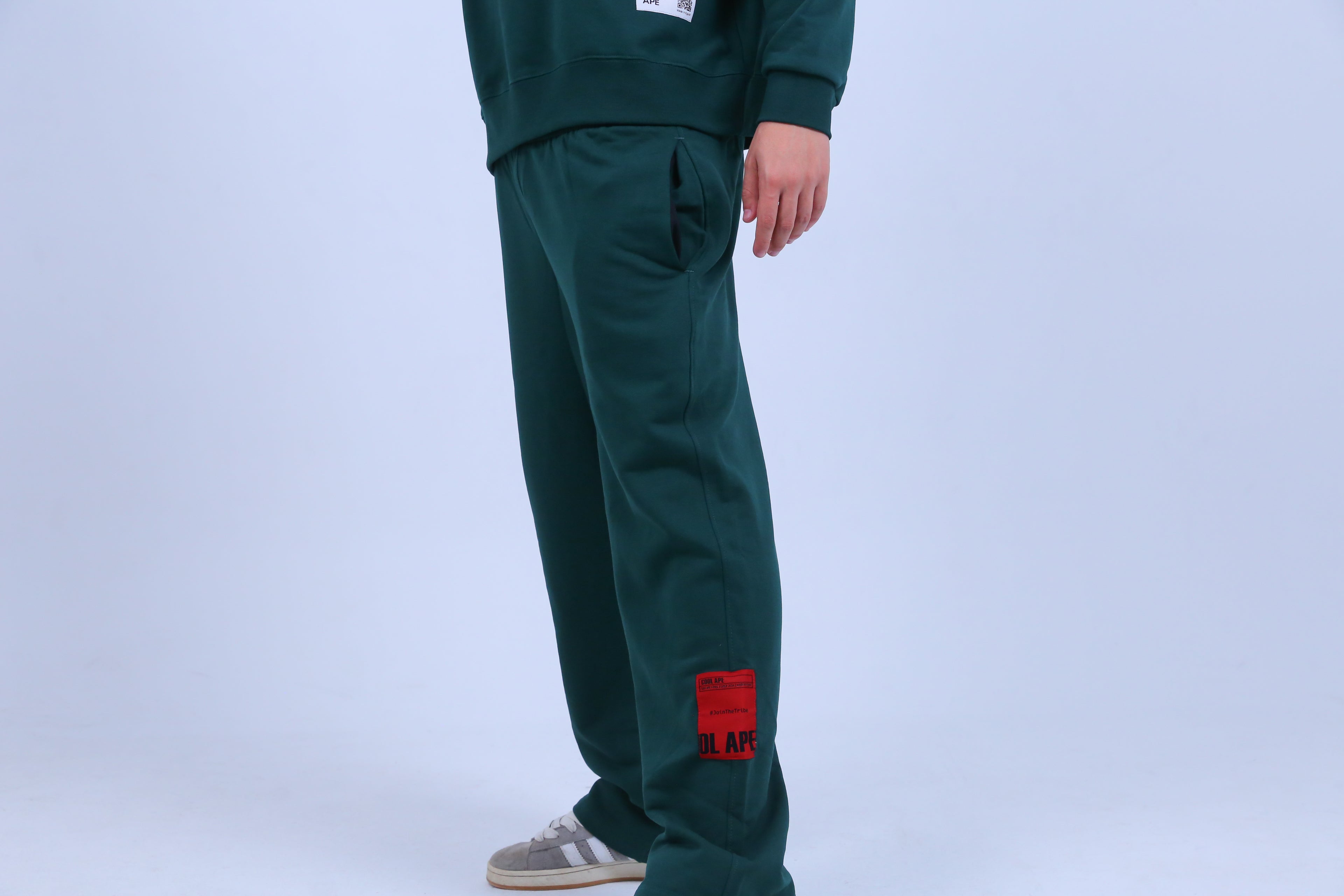 Green Wide-Leg Sweat Pants