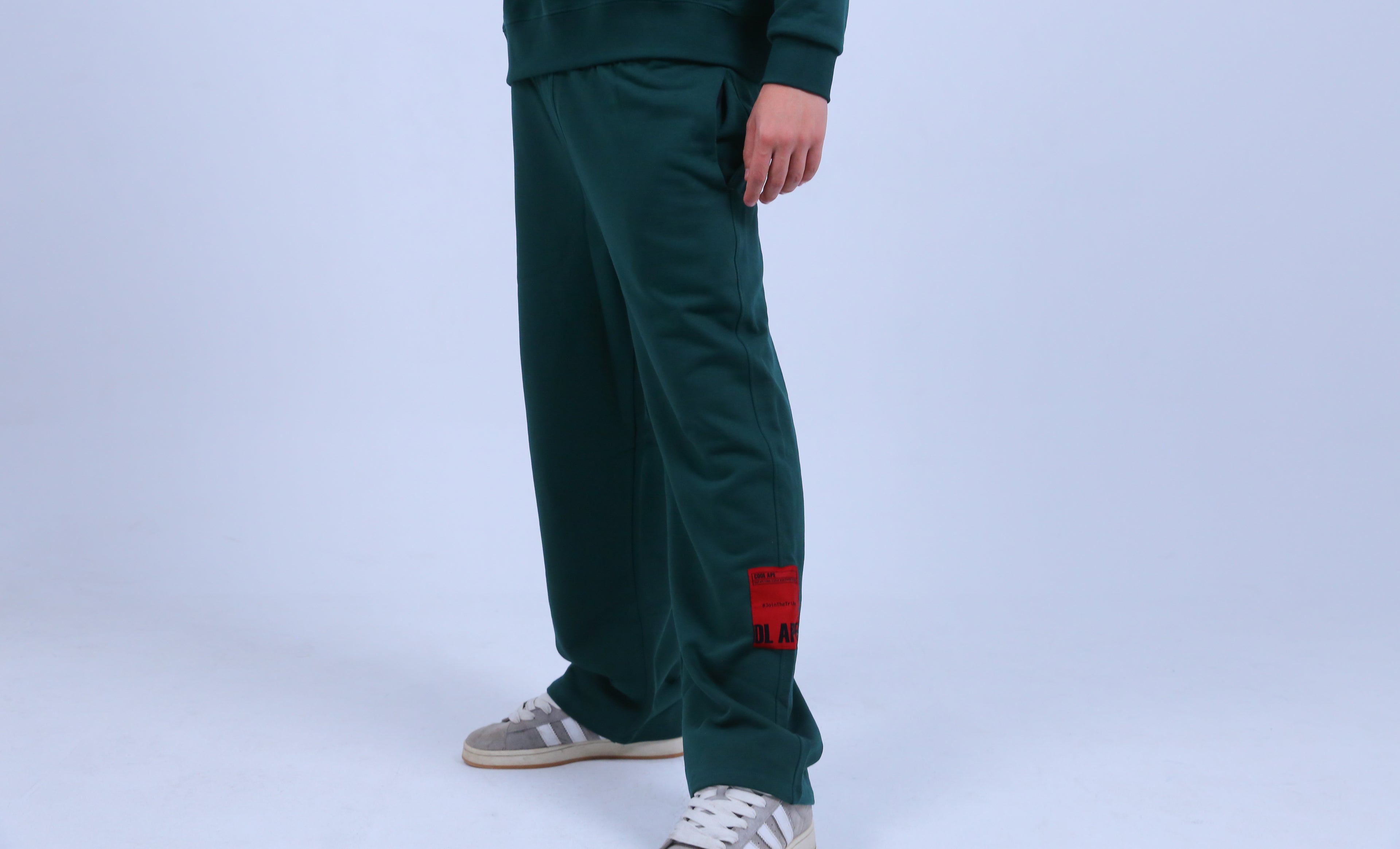 Green Wide-Leg Sweat Pants