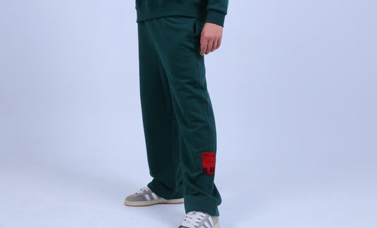 Green Wide-Leg Sweat Pants