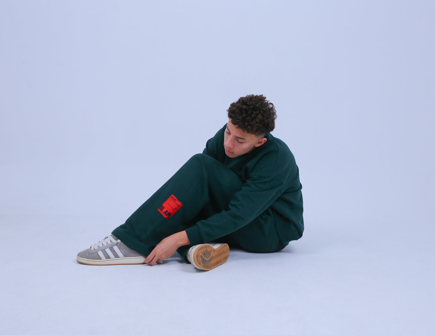 Green Wide-Leg Sweat Pants