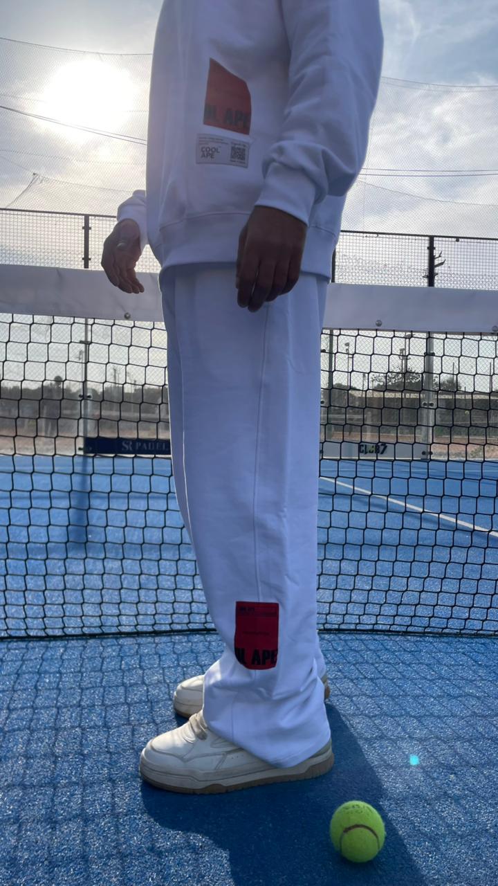 White Wide-Leg Sweat Pants