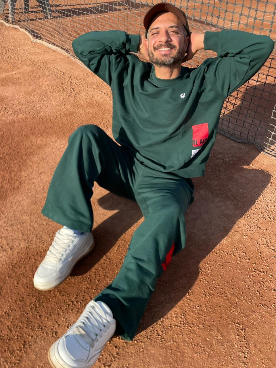 Green Wide-Leg Sweat Pants