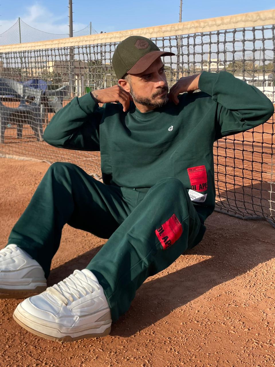 Green Wide-Leg Sweat Pants