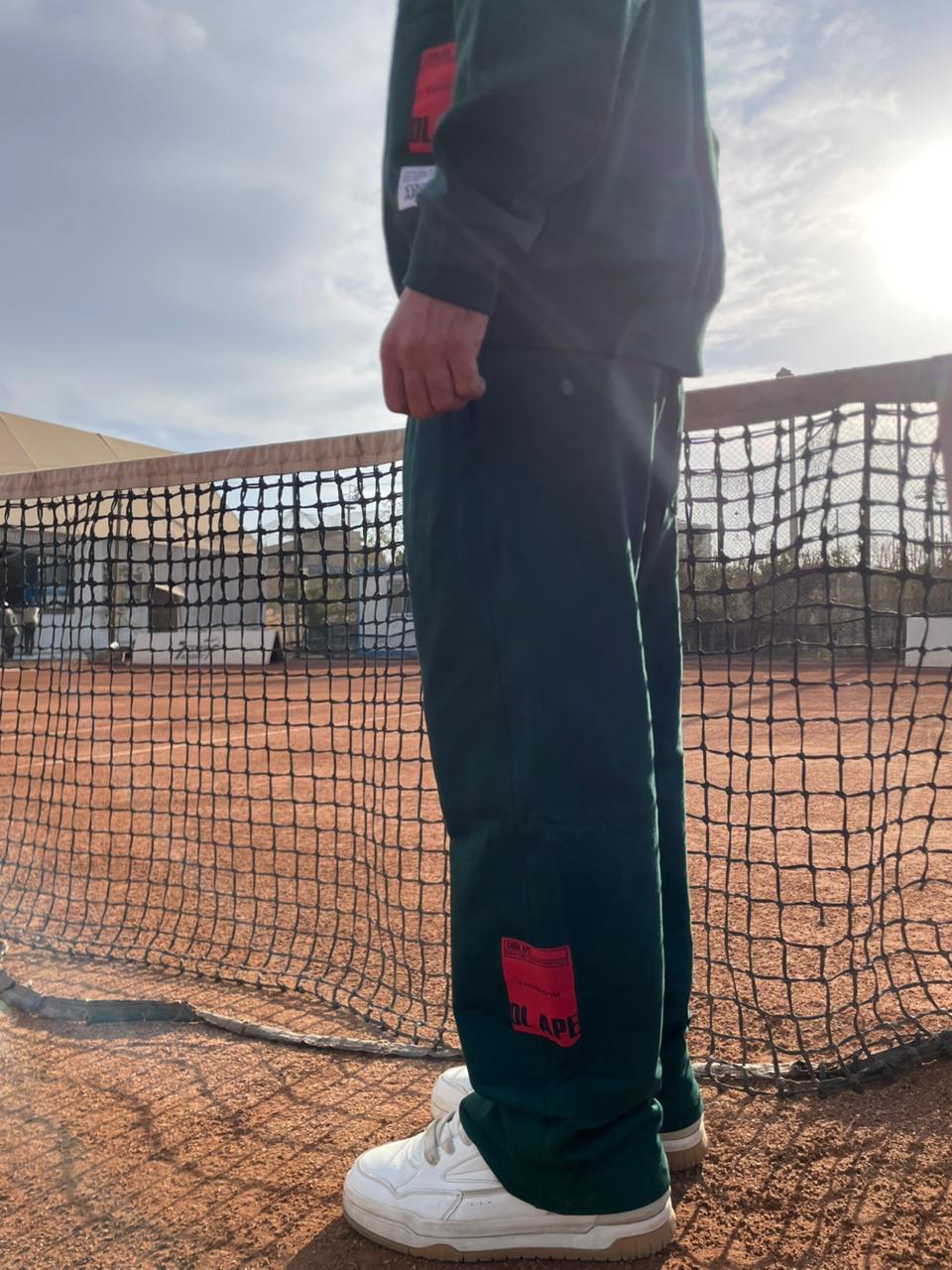 Green Wide-Leg Sweat Pants