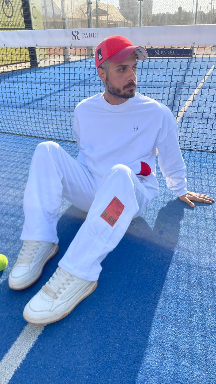 White Wide-Leg Sweat Pants